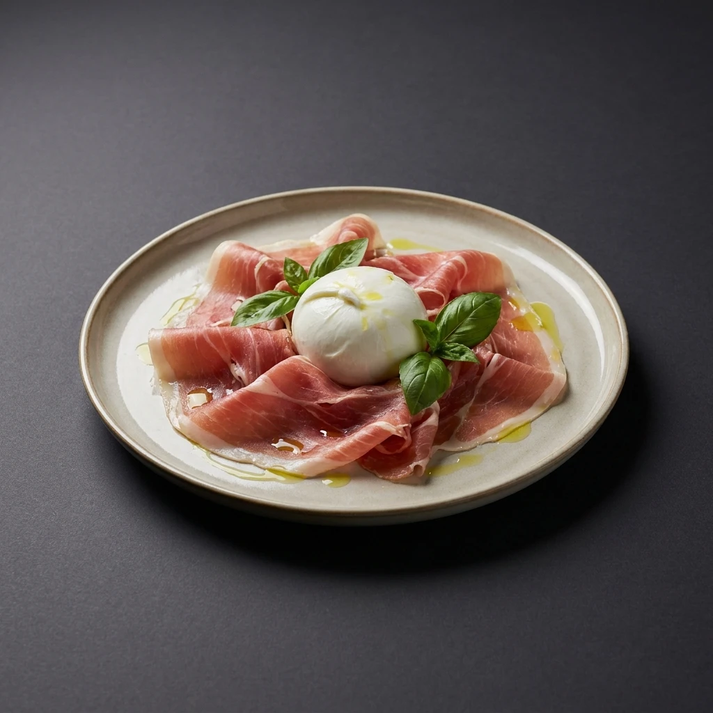 Prosciutto crudo selezione Re Norcino con mozzarella di bufala